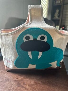3 Sprouts Kids Canvas Storage Caddy with Teal Walrus Design